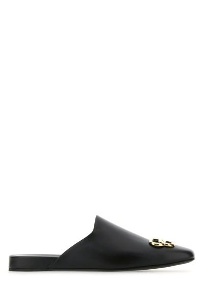 Balenciaga Cosy Bb Logo Leather Flat Mules In Black