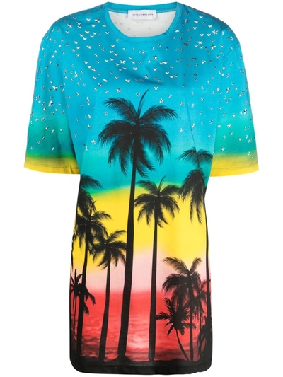 Faith Connexion Oversized Palm Print T-shirt In Rainbow