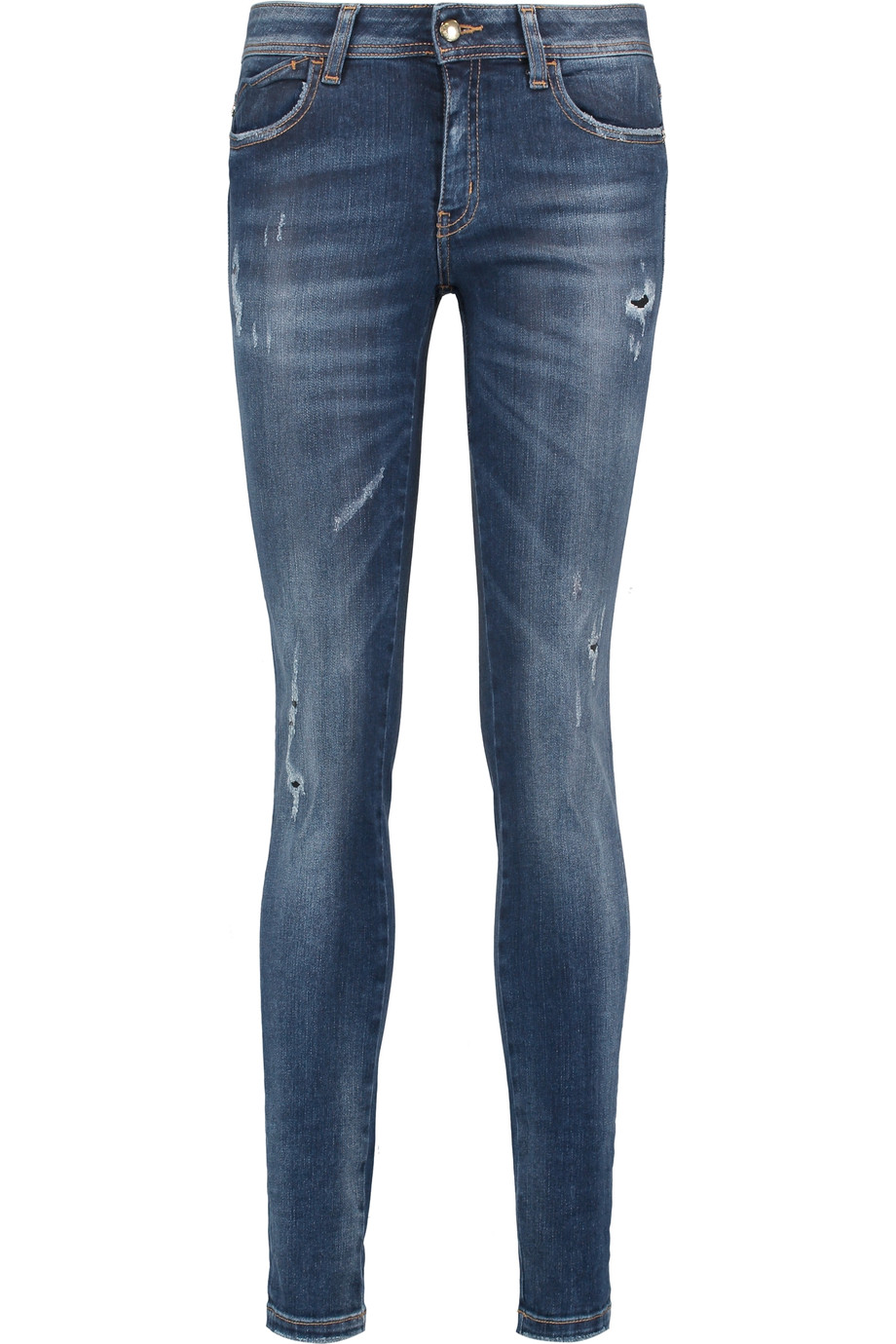 Just Cavalli Mid-rise Embroidered Distressed Skinny Jeans | ModeSens