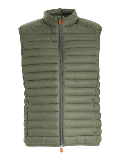 Save The Duck Orange Patch Waistcoat In Green