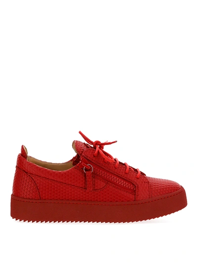 Giuseppe Zanotti Leather Sneakers In Red