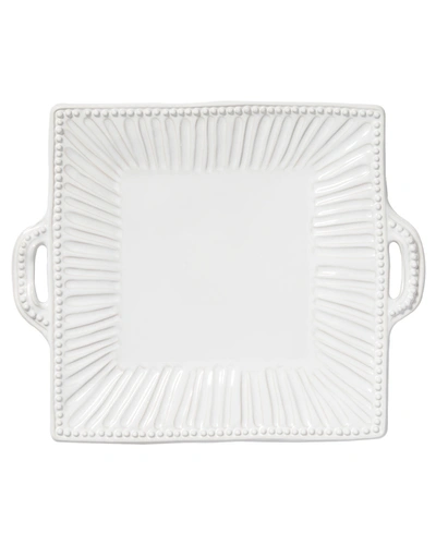 Vietri Incanto Stone Stripe Square Handled Platter, White