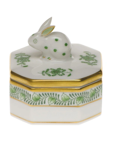 Herend Chinese Bouquet Green Petite Octagonal Bunny Box