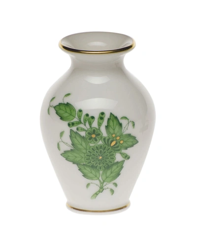 Herend Chinese Bouquet Green Small Bud Vase With Lip