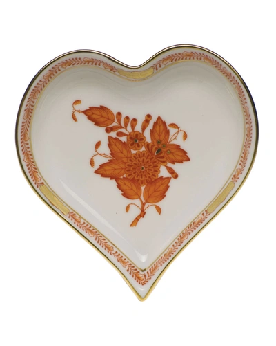 Herend Chinese Boutique Rust Small Heart Tray