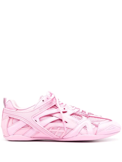 Balenciaga Drive Leather, Rubber And Mesh Trainers In Pink