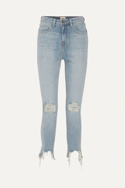 L Agence The High Line Cropped Distressed High-rise Skinny Jeans In Desert Light Destruct