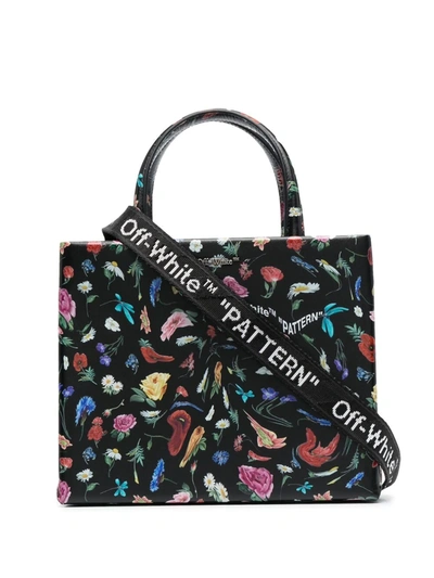 Off-white Drunken Flower Mini Box Leather Top Handle Bag In Off-white Drunken Flower Mini Box Leather Top Handle Bag In