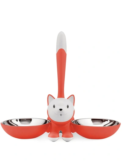 Alessi Nocolor Tigrito Thermoplastic Resin And Stainless Steel Cat Bowl In Red