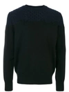 Sacai Black Wool Sweatshirt In Navy-blackblu