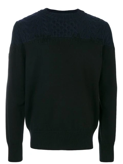 Sacai Black Wool Sweatshirt In Navy-blackblu