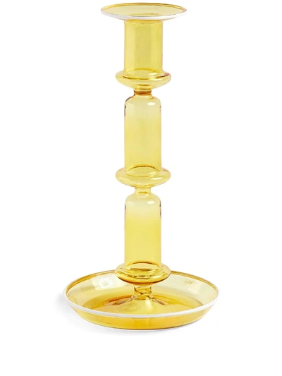 Hay Flare Tall Borosilicate Glass Candleholder 21cm In Yellow