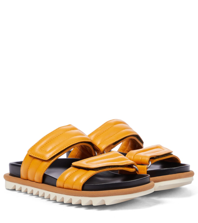 Dries Van Noten Quilted Leather Sandals In Orange