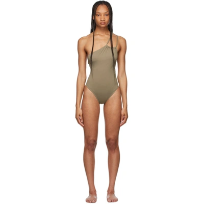 Gimaguas Ferret Army Green One-shoulder Swimsuit In Taupe