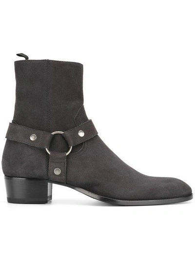 Saint Laurent Wyatt Boots In Grey