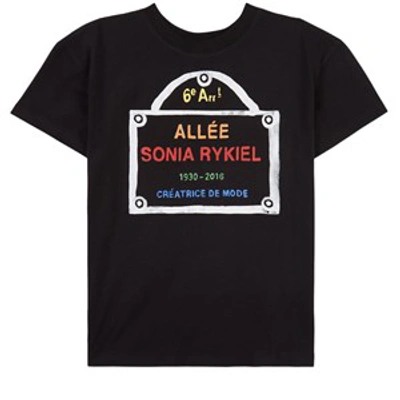 Sonia Rykiel Kids' Black T-shirt For Girl With Logo