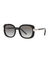 Prada Round Acetate Sunglasses In Black