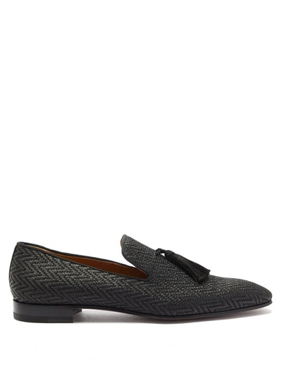 Christian Louboutin Officialito Tassel Chevron-woven Loafers In Black