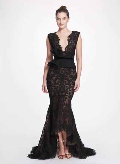 Marchesa Sleeveless Fitted High-low Gown