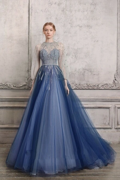 The Atelier Couture Embellished ¾ Sleeve Ball Gown