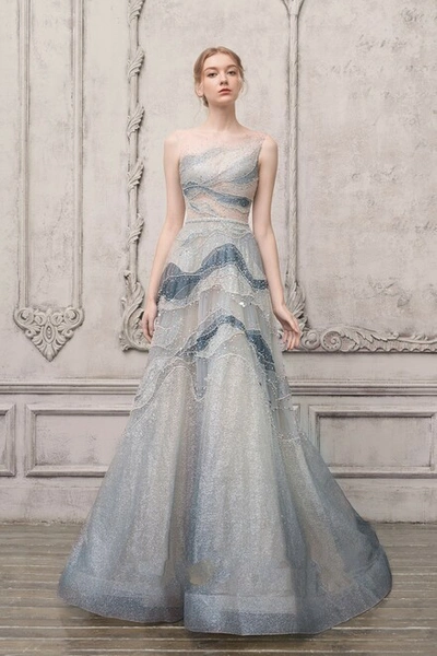 The Atelier Couture One Shoulder Illusion Bell Gown