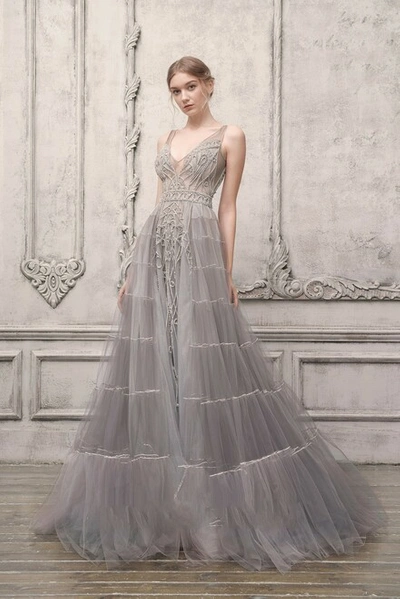 The Atelier Couture Sleeveless Embellished Gown