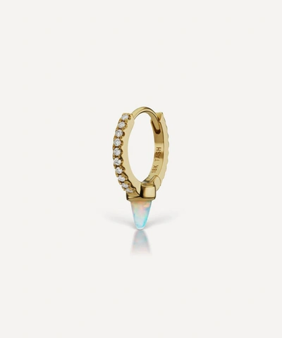 Maria Tash 18ct 8mm Single Short Opal Spike Diamond Eternity Single Hoop Earring In Gold