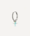 Maria Tash 18ct 9.5mm Single Short Opal Spike Diamond Eternity Single Hoop Earring In White