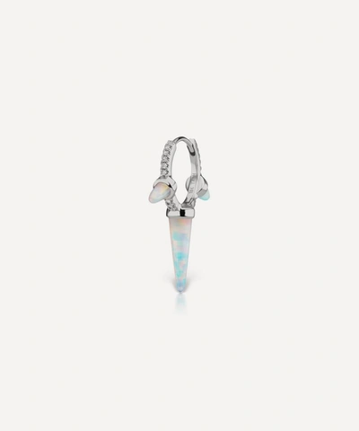 Maria Tash 9.5mm Triple Long Opal Spike Diamond Eternity Hoop Earring In White
