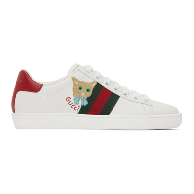 Gucci Ace Cat-embroidered Trainers In White