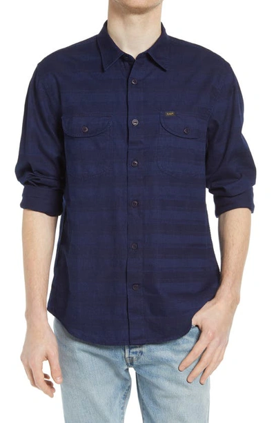 Lee Relaxed Fit Stripe Button-up Work Shirt In Indigood