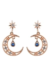 Girls Crew Blue Moon Earrings In Rose Gold-plated