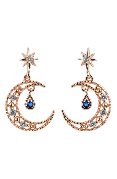 Girls Crew Blue Moon Earrings In Rose Gold-plated