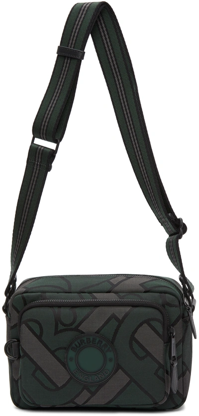 Burberry Green Recycled Polyester Monogram Crossbody Bag In Forest Gree
