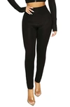 Naked Wardrobe High Waist V-cut Rib Leggings In Black