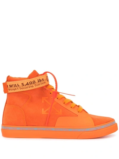 Off-white Men's Orange Leather Hi Top Sneakers