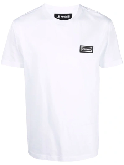 Les Hommes Logo-plaque Cotton T-shirt In White