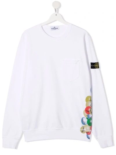 Stone Island Junior Teen Ball-print Sweatshirt In White