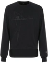 Rick Owens Champion Logo-embroidered Organic Loopback Cotton-jersey Sweatshirt In Black