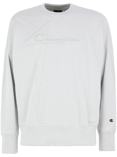 Rick Owens Beige Champion Edition Pullover Sweatshirt In White