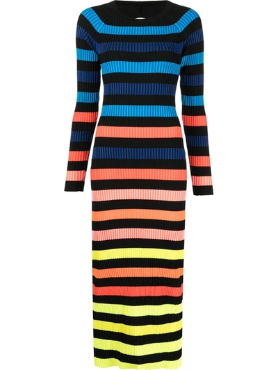 Christopher John Rogers Open-back Striped Ribbed-knit Midi Dress In ...