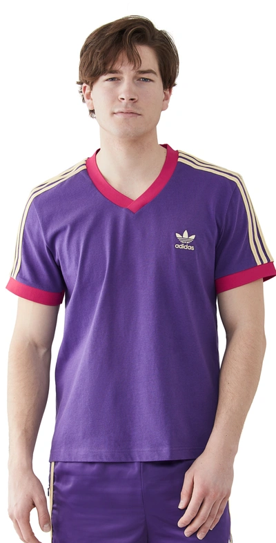 Adidas Originals Originals By Wales Bonner 70s V-neck T-shirt In Unity Purple Glaze