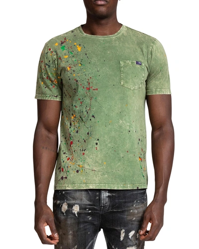 Prps Men's Vado Paint Splatter Pocket T-shirt In Army Green