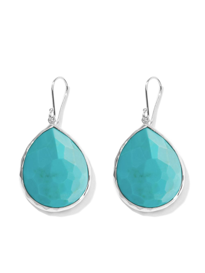 Ippolita Large Rock Candy Teardrop Turquoise Earrings In Blue/silver