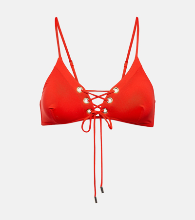 Melissa Odabash Marrakech Lace-up Bikini Top In Red