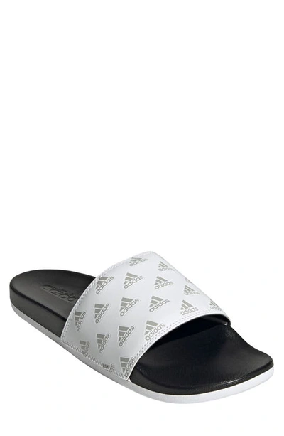 Adidas Originals Adidas Men's Adilette Cloudfoam Plus Slide Sandals In Ftwr White/ftwr White/grey