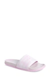 Adidas Originals Adilette Comfort Slide Sandal In Grey/ Lilac/ White