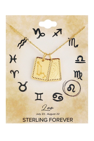 Sterling Forever 14k Gold Plated Brass Zodiac Tag Necklace