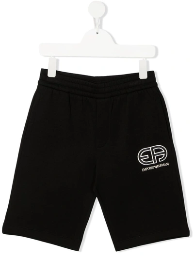 Emporio Armani Teen Logo-embroidered Shorts In Black