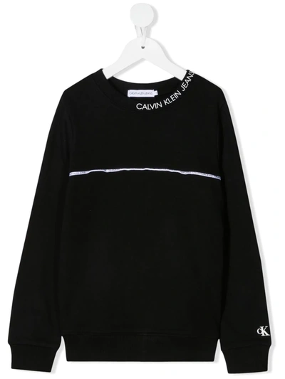 Calvin Klein Kids' Logo-trim Sweatshirt In Black
